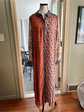 Natural Life Esme shirt dress colorful patchwork floral ditzy design button down